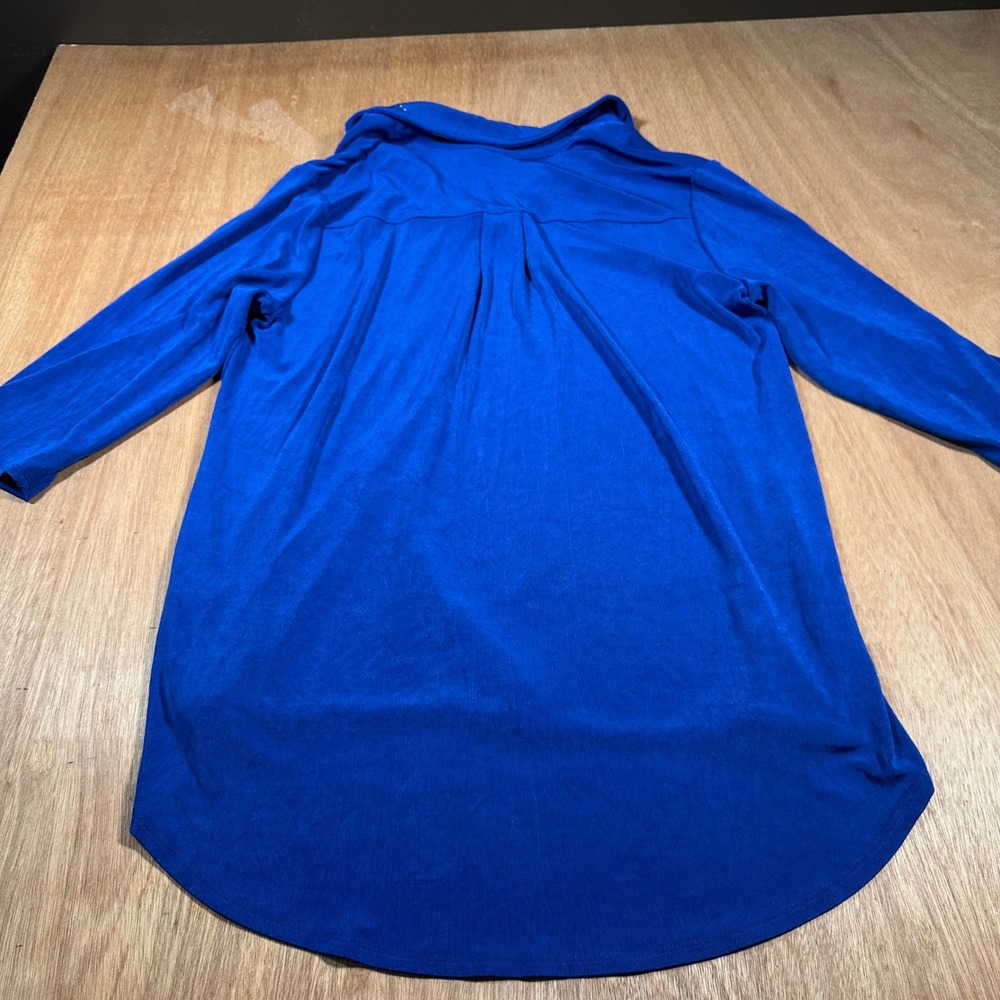 Chicos Travelers Embellished Collar Top Women 3 Catalina Blue Studded Tunic NEW - Picture 4 of 11